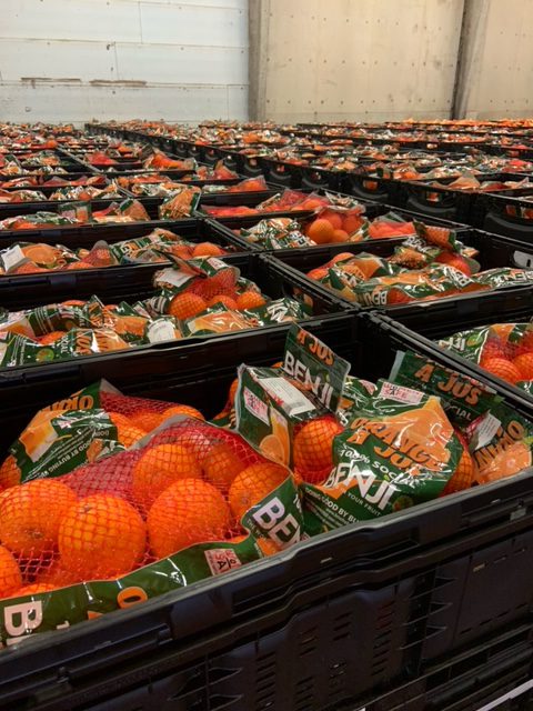  Oranges emballées pendant qu'une collecte de fonds est organisée par BENJI pour aider une cause sociale - Beva Fruits International (BFI)